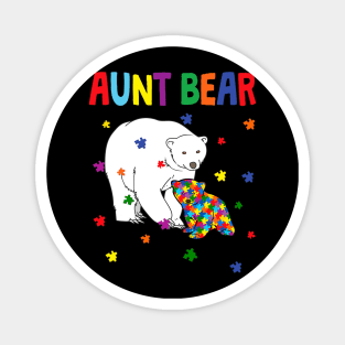 Cute Aunt Bear Autism Awareness Month Familys Magnet